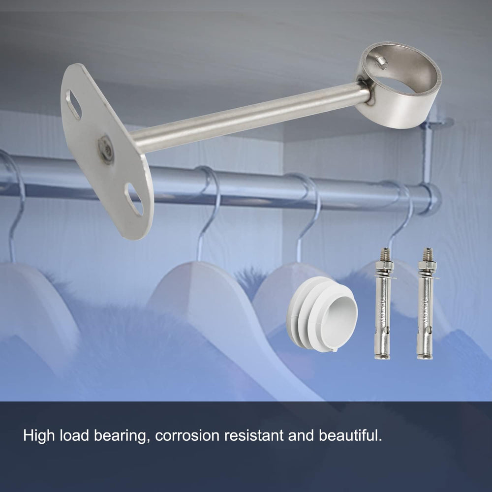 Stainless Steel Curtain Rod Brackets - 32mm / 1-1/4" Ceiling-Mount with ...