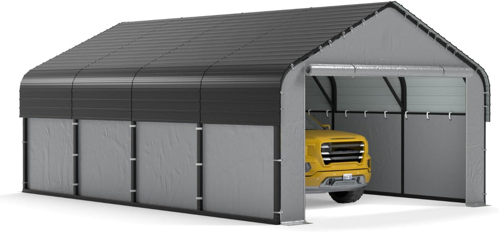 12x20 Heavy Duty Metal Carport, All-Weather Enclosed Car Garage