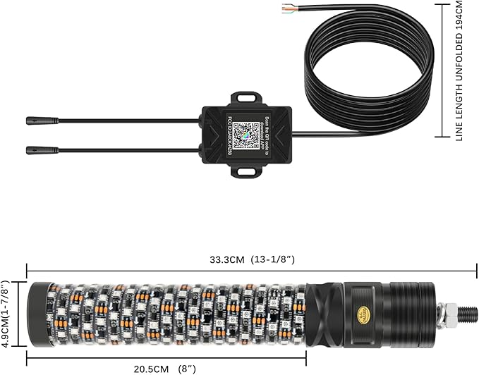 DREAMIZER 2PCS 1FT Fat Spiral Led Whip Lights