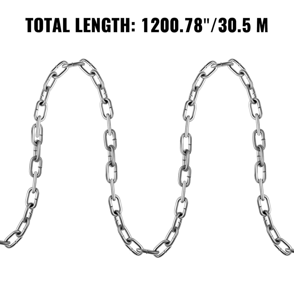 VEVOR Grade 30 Chain 3/16 Inch by 100Ft Length Grade 30 Proof Coil Chain Zinc...