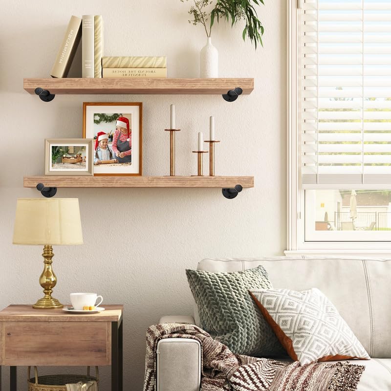 10 Inch Black Industrial Pipe Floating Clothing Rack Wall Mounted, 4 Pack