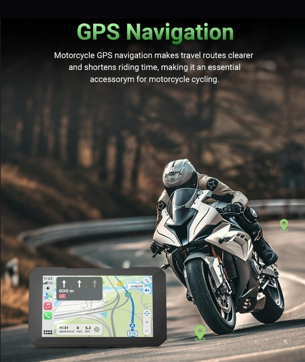 C3 Plus Motorcycle Carplay, 5-inch HD Touchscreen, GPS Navigation System with...