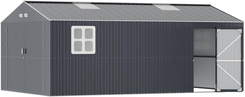 Military-Grade 13x20 FT Heavy Duty Metal Garage Shed Large Building Kits
