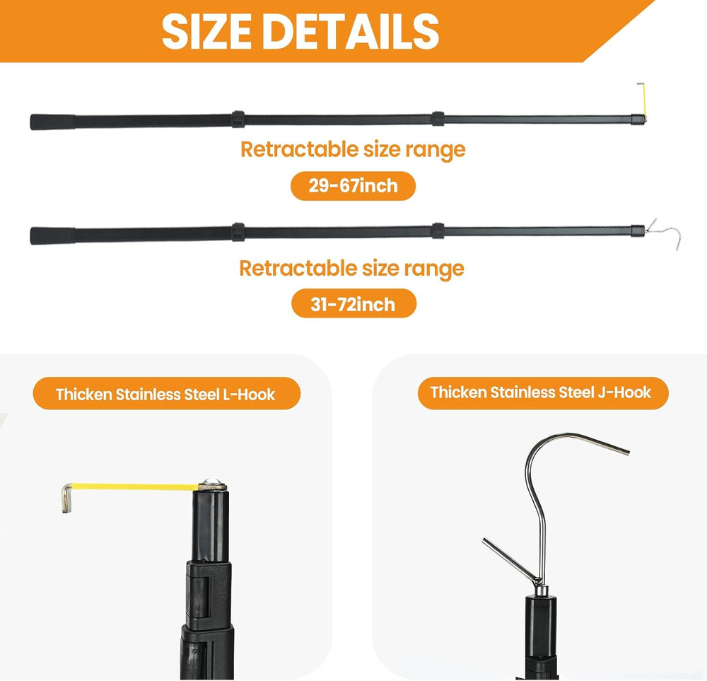 Magnetically Mounted 6.9 Ft Truck Cargo Grabber Reach Retriever Tool