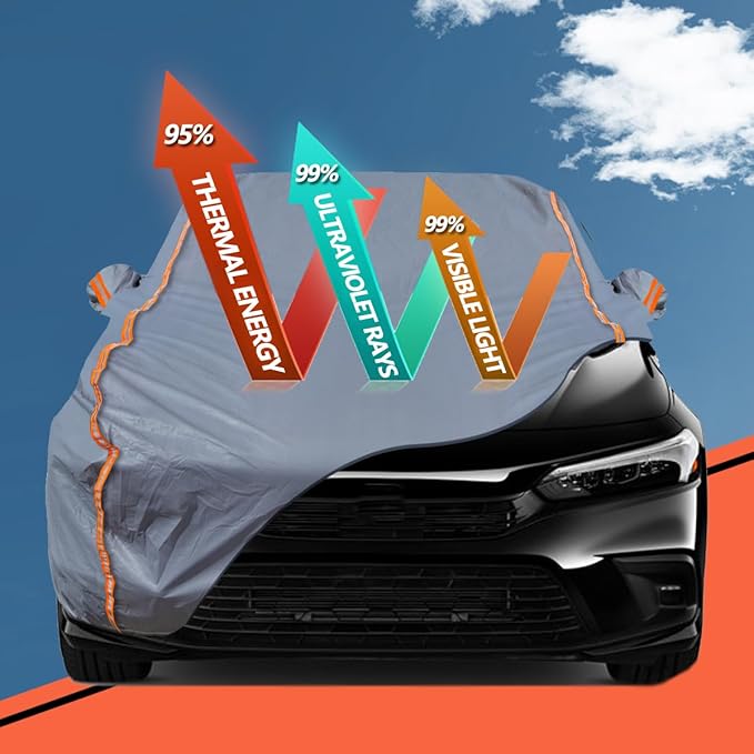 TUCAREST 6-Layers PEVA Premium Full Car Cover Fit