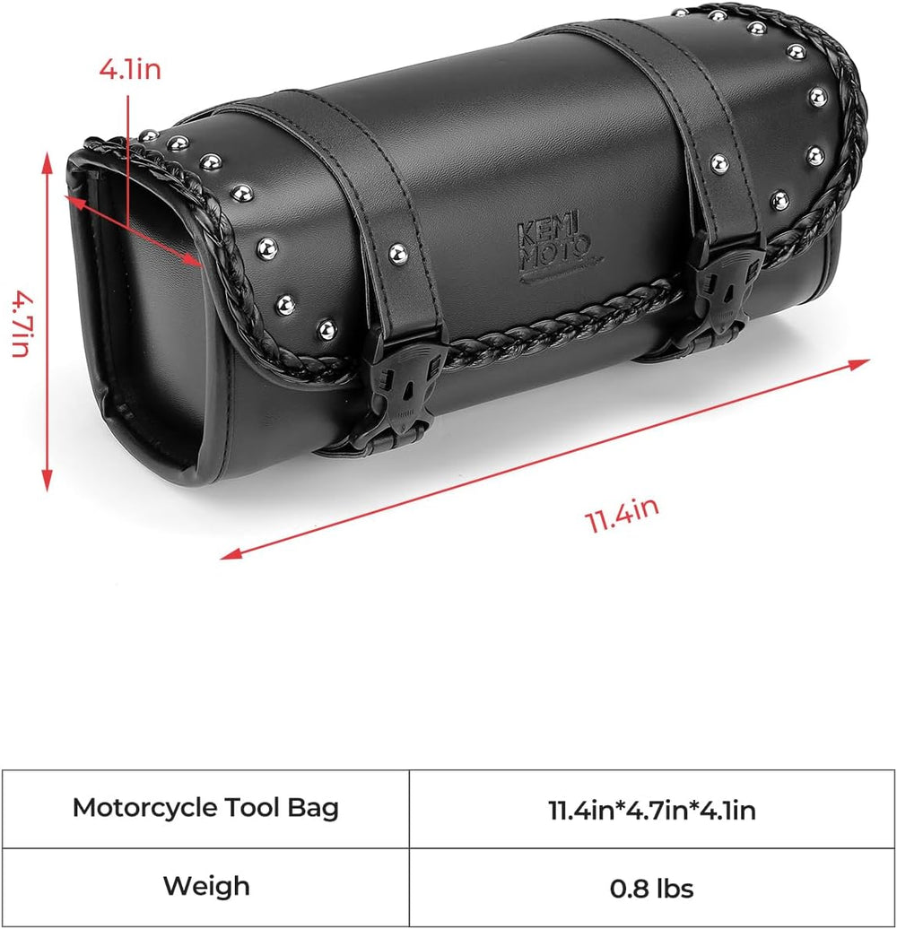 KEMIMOTO Motorcycle Tool Fork Bag PU Leather Universal
