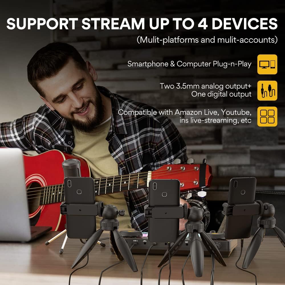 MAONO Podcast Equipment Bundle with Audio Mixer & 3.5mm Mic for Streaming
