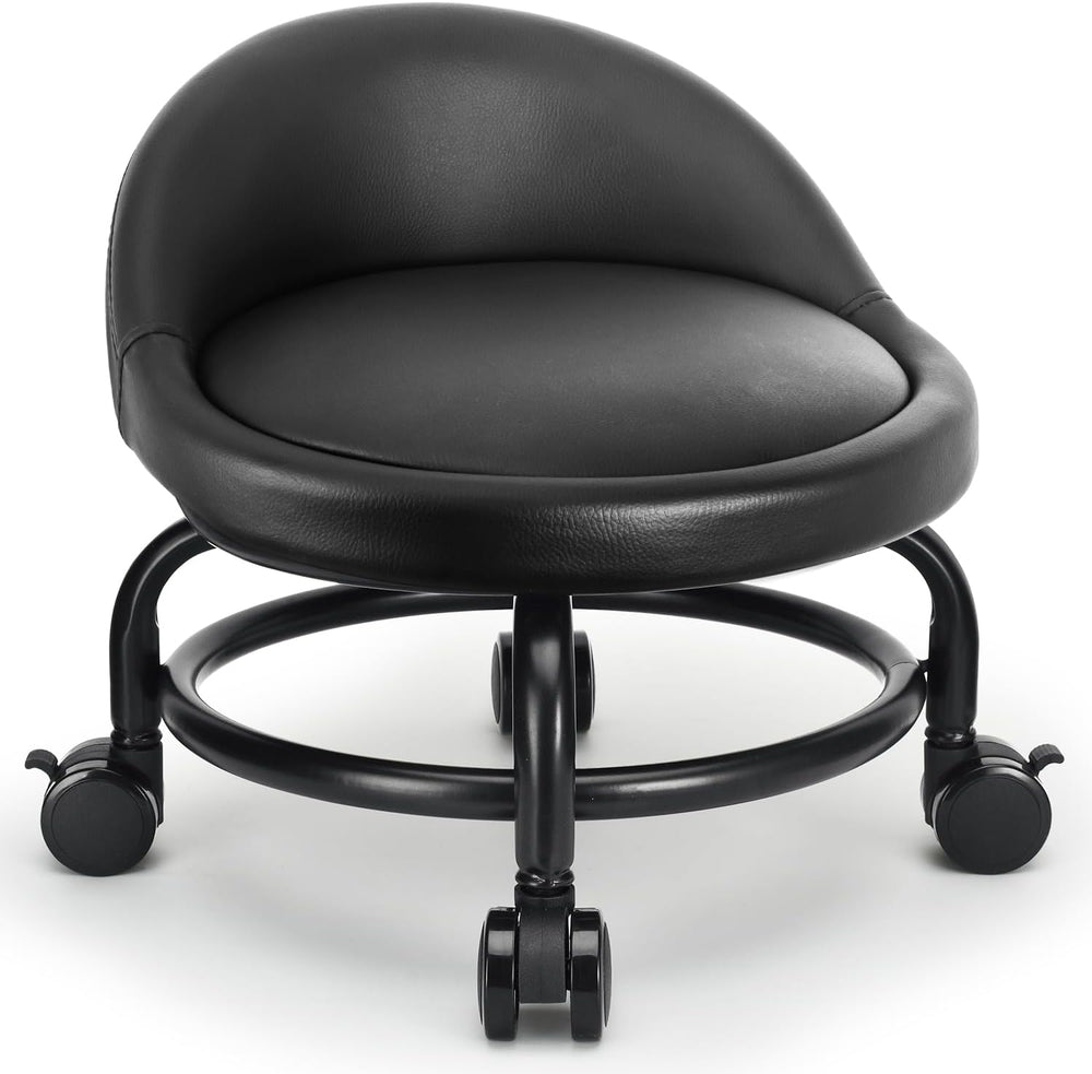 Rolling Stool with Backrest Low Height Rolling Stools, Low Roller Stool Chair
