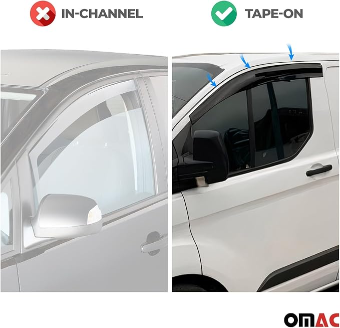 OMAC Window Visor Vent Rain Guard Deflector (2 Pcs)
