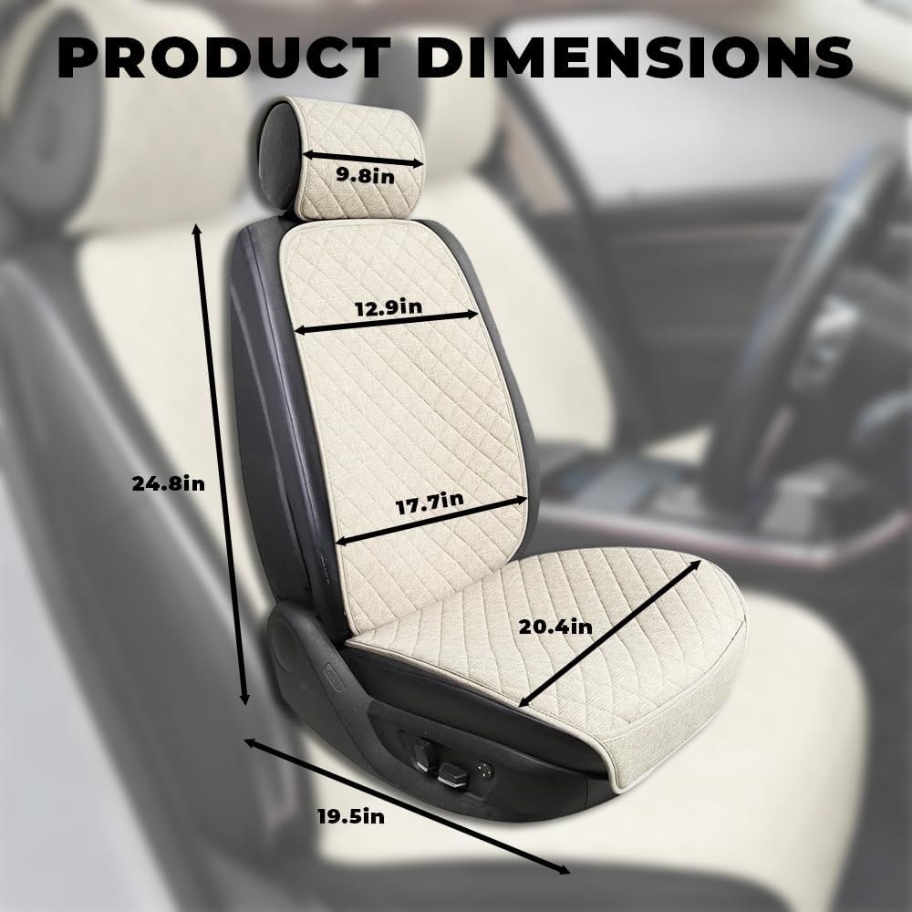 Partsable 2PCS Linen Car Seat Covers Front Seats,Breathable Cloth Fabric Car ...