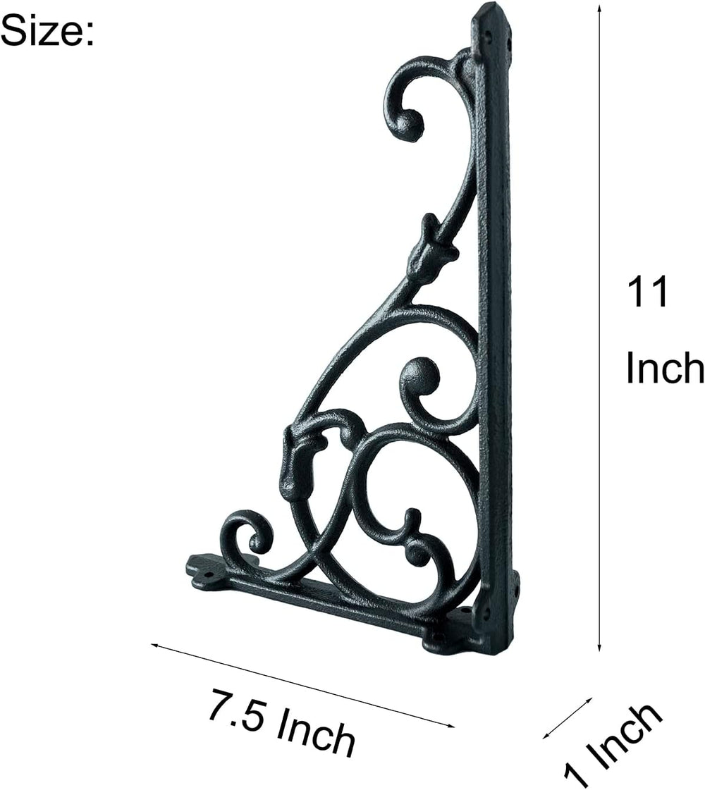 4 Pack Decorative Shelf Brackets,11*7.5 Inch Cast Iron Shelf Supply,Antique B...