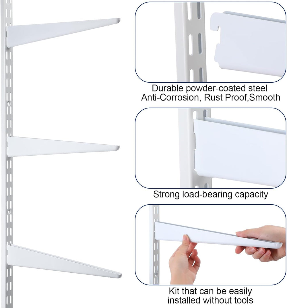 Colingmill 2 Pcs Twin Rail Upright Wall Shelving System 47.5 Inch with 10 Pcs...