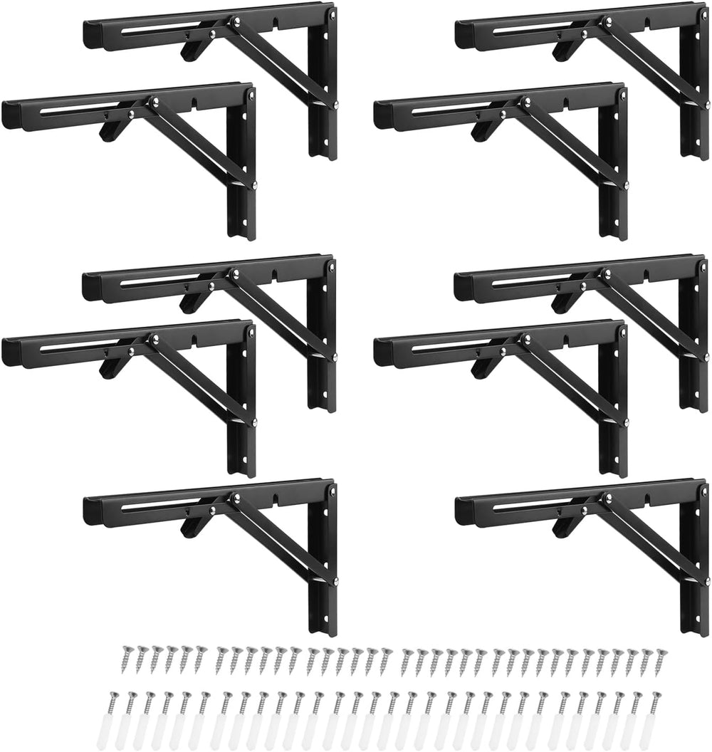 5 Pairs (10 PCS) 12 Inch Folding Shelf Brackets,Metal Collapsible Shelf Brack...