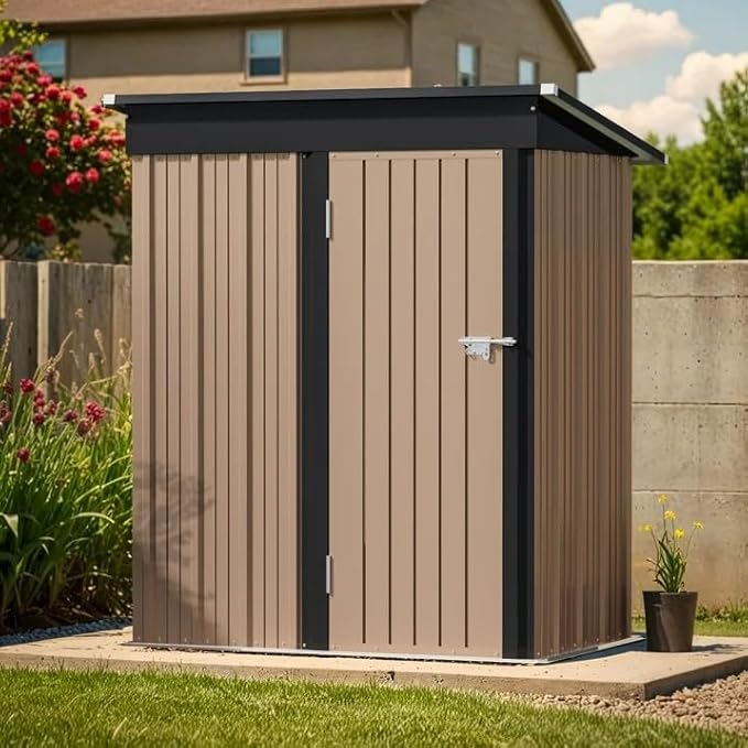 Greesum 5×3FT Outdoor Storage Shed, Metal Patio Storaged Sheds