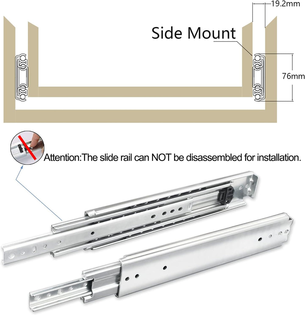 1 Pair 20 Inch 500 Lb Capacity Heavy Duty Drawer Slides with Screws,Side Moun...