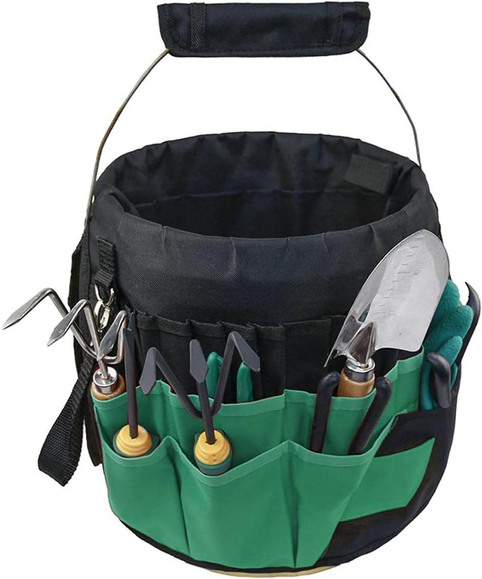 Green Gardening Tools Organizer 5 Gallon Bucket Tools Kit Storage Organizer w...