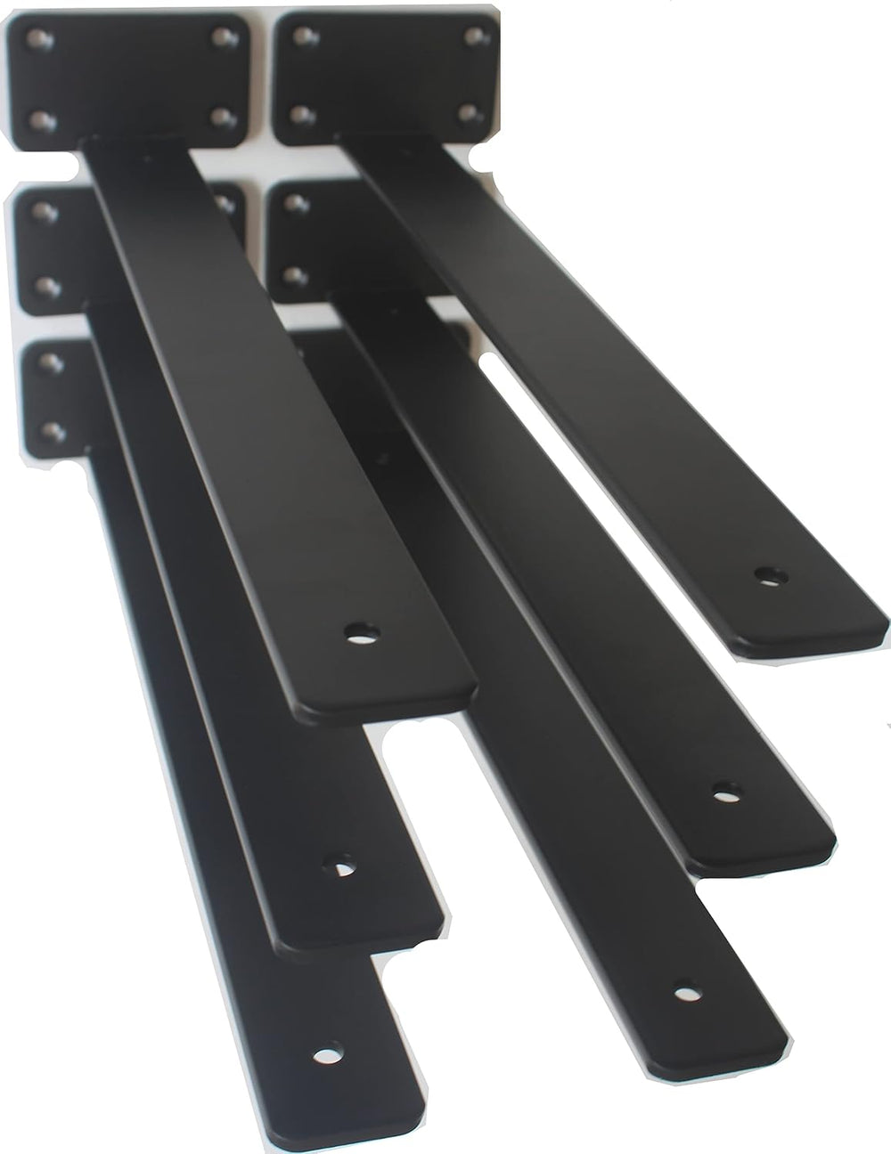6 Pack - 16 inch Black Hidden L Shelf Bracket (1/5 Inch Thicked) Iron Floatin...