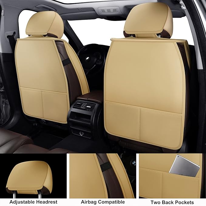 LINGVIDO Car Seat Covers, Breathable and Waterproof Faux Leather Automotive