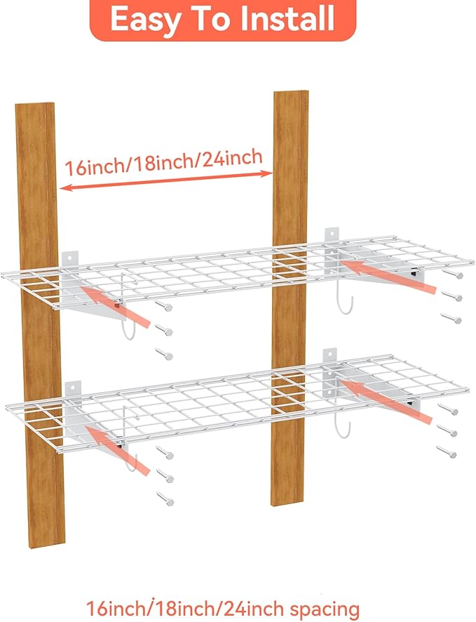 TORACK 2 Pack Garage Storage Wall Shelves