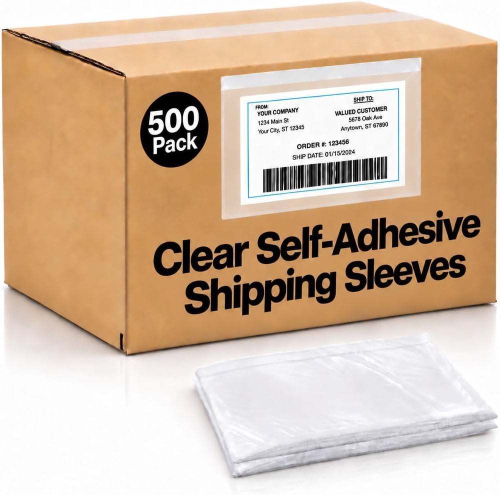 7x10 Shipping Label Sleeves 500 Pack-Strong Adhesive