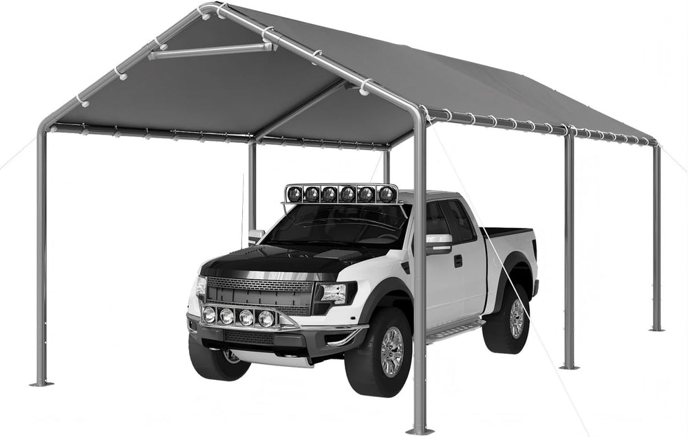 Aoxun 10x20 Carport Heavy Duty Carport Potable Car Canopy Garage, Gray
