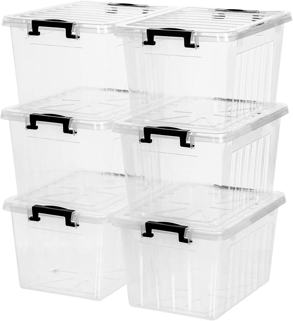 Citylife 22 Quart Clear Plastic Storage Bins with Lids 6-Pack