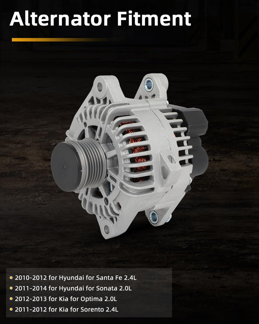 OCPTY Alternator for Hyundai for Sonata 2.0L 11-14,for Santa Fe 2.4L 10-12