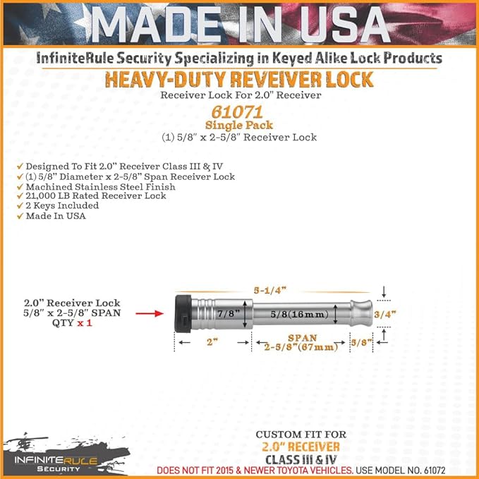 61071 | Receiver Lock for 2" Receiver