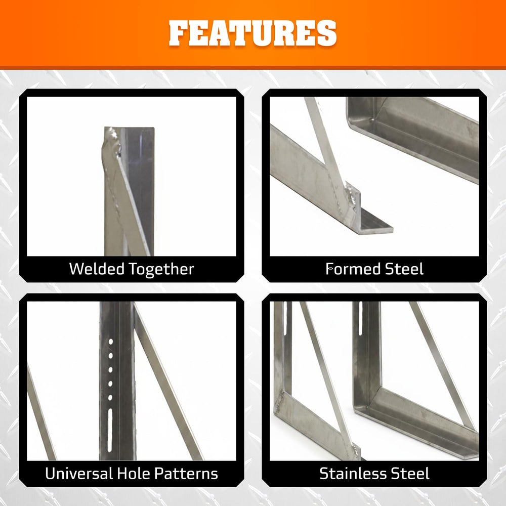 Buyers Products 1701031, 18x18 Inch Welded Stainless Steel Mounting Brackets ...