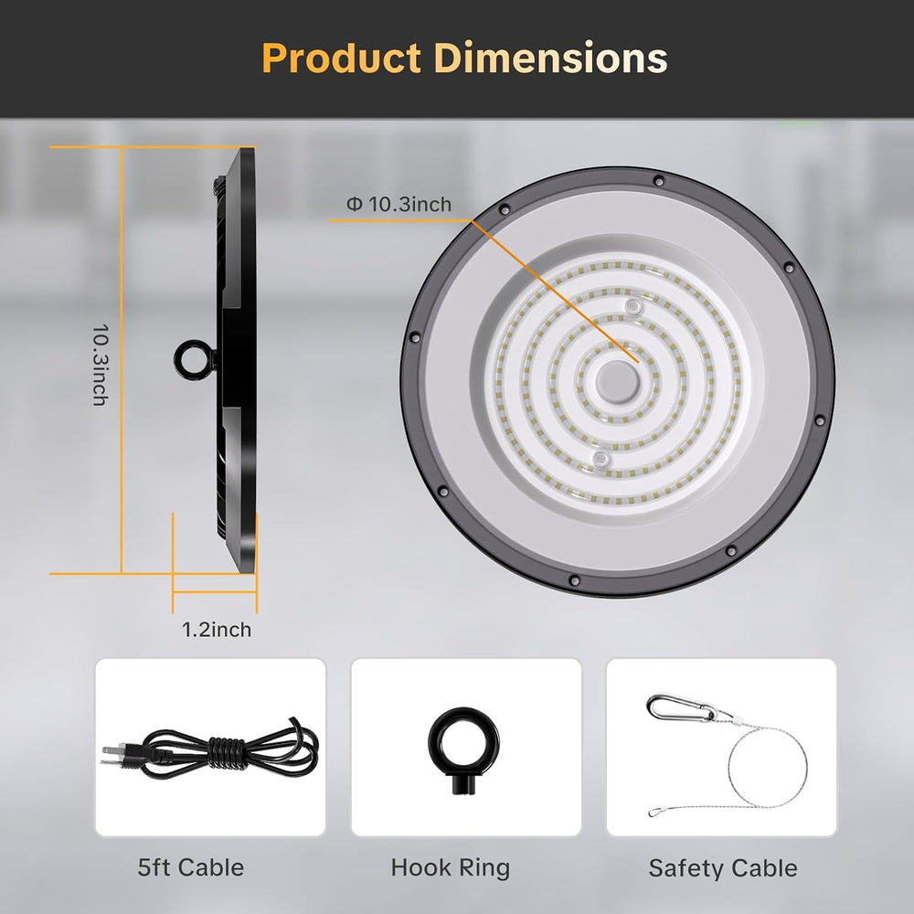 AIKVSXER 6 Pack 200W UFO LED High Bay Light, 30000LM 6000K LED Shop Light