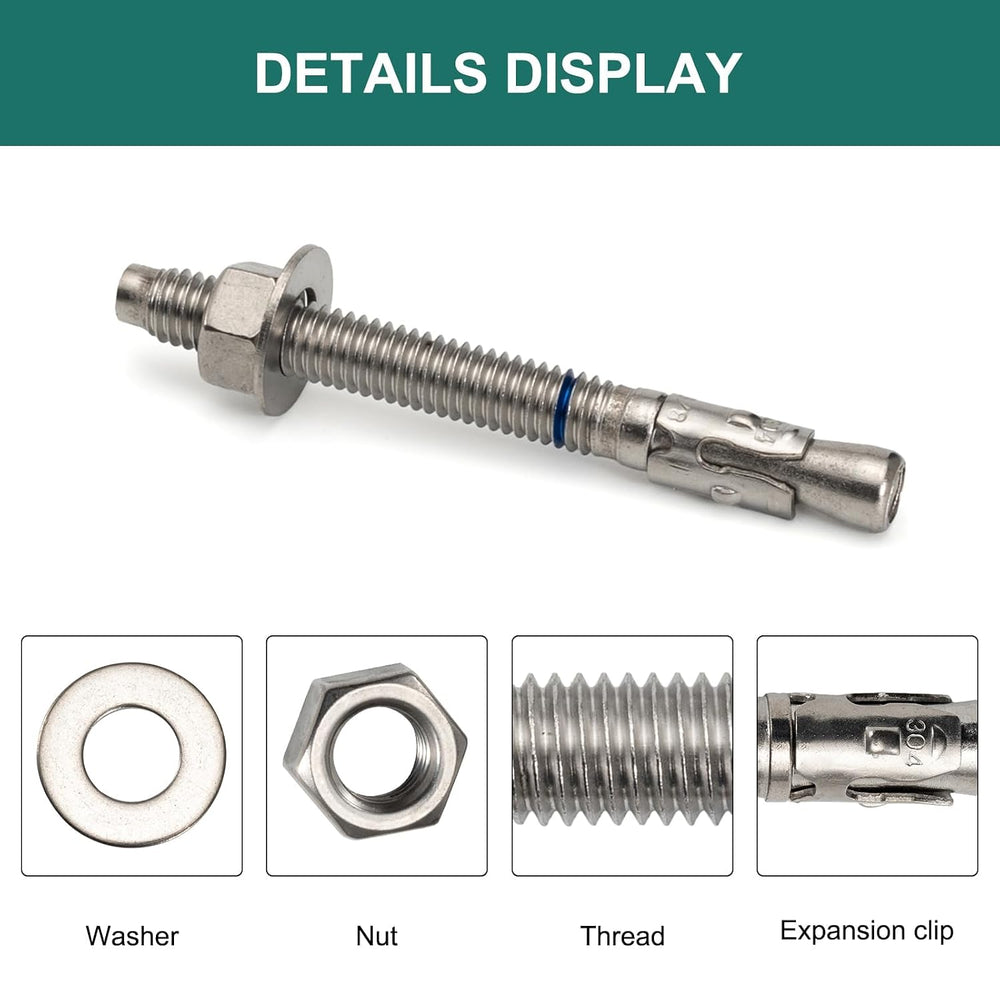 3/8" x 3-3/4" Concrete Anchors (25 Pack) 3/8 inch Wedge Anchors Bol...