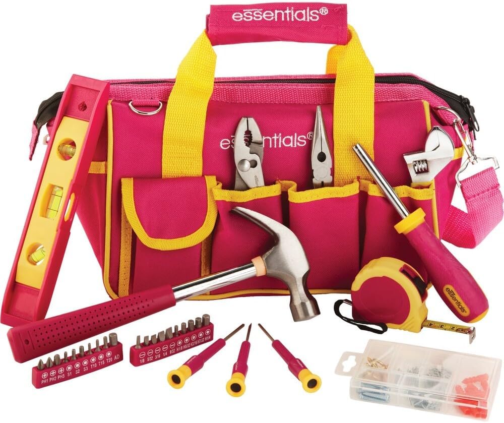Pink Tool Set 32 Piece, Mini Tool Kit, Home Repair Tool Set with Hammer, Plie...