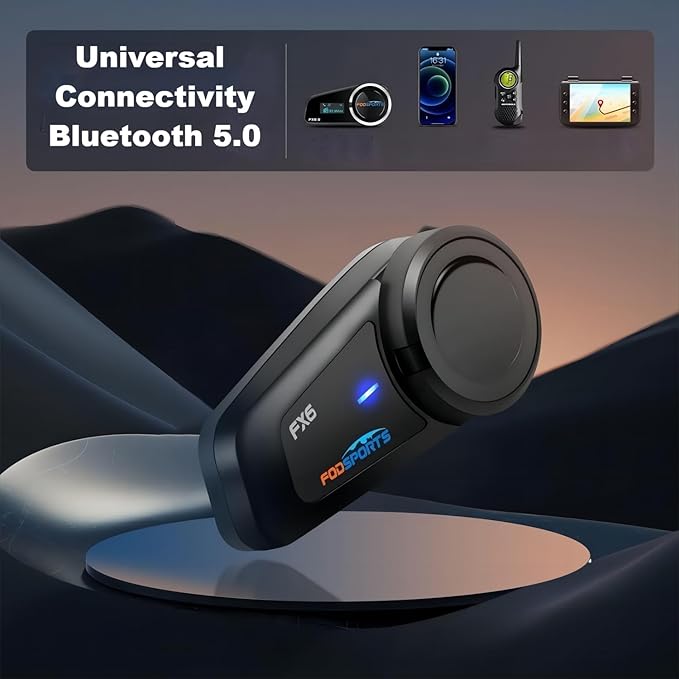 Fodsports FX6 Motorcycle Bluetooth Headset, 6 Riders Group Motorbike Bluetooth