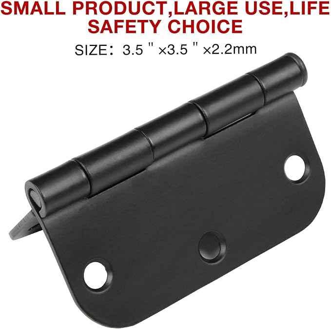 24 Pack Matte Black Door Hinges 3.5 x 3.5 Inch Interior 3 1/2 Inch Door Hinges