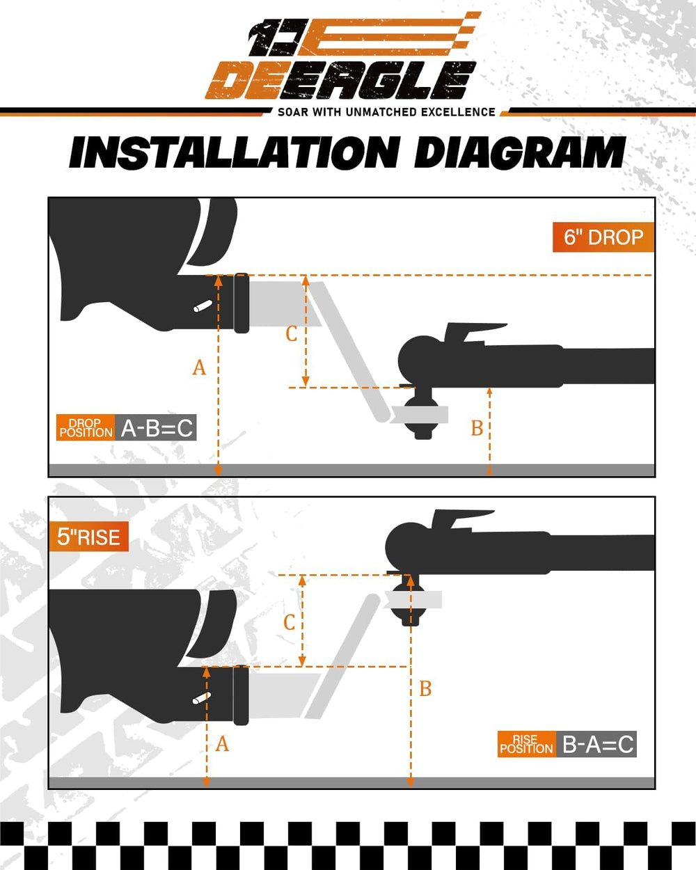DEEAGLE 2 in Ball Hitch with Pin, Fits 2 in Receiver, 7500lbs, 6 in Drop