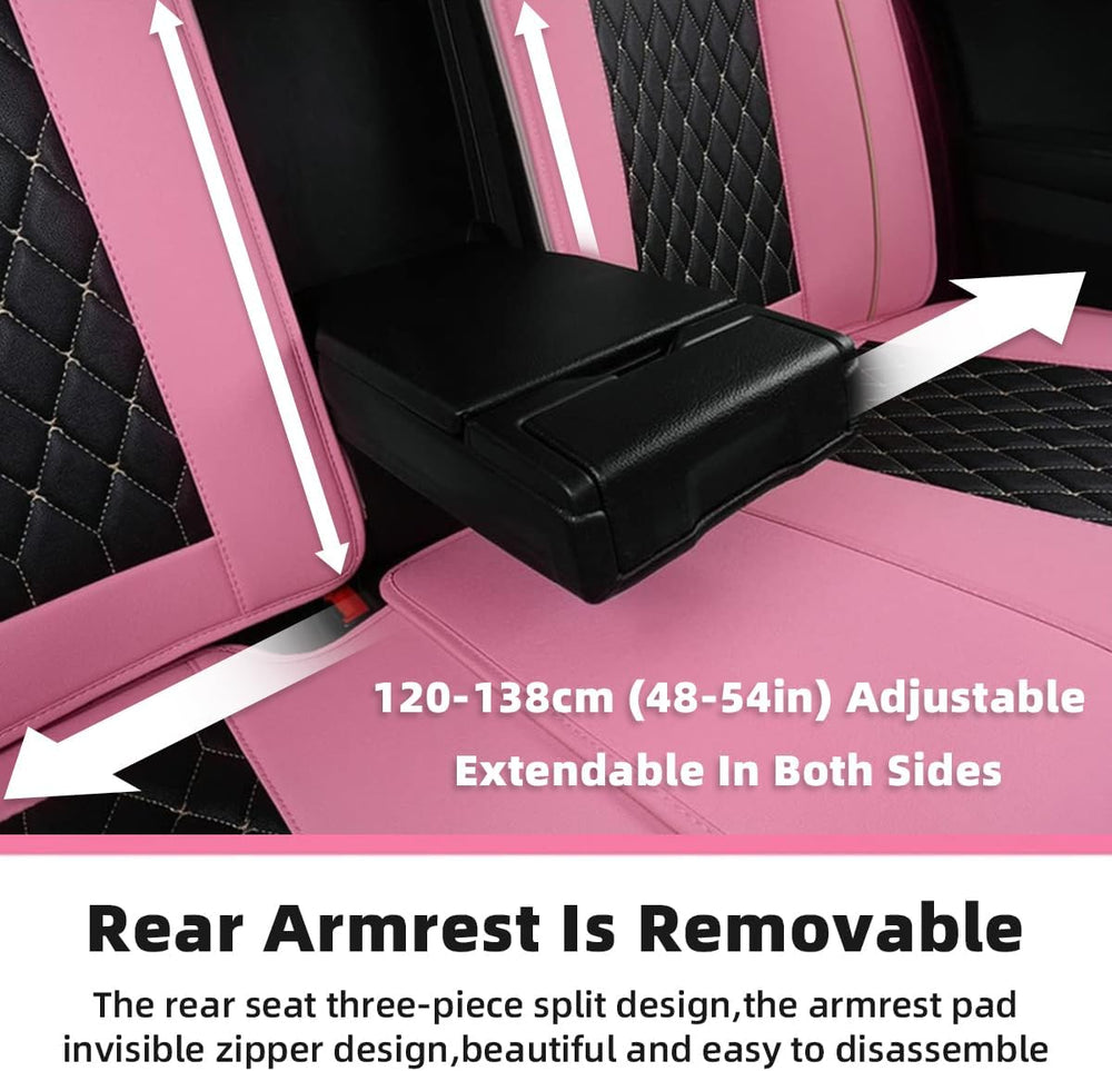 Car Seat Covers Full Set,Universal Pink PU Leather Auto Seat Protectors