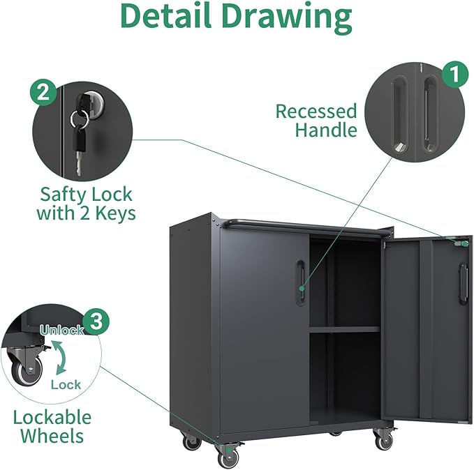 Metal Tool Cabinet, Garage Storage Cabinet System, Wall Cabinet & Locking