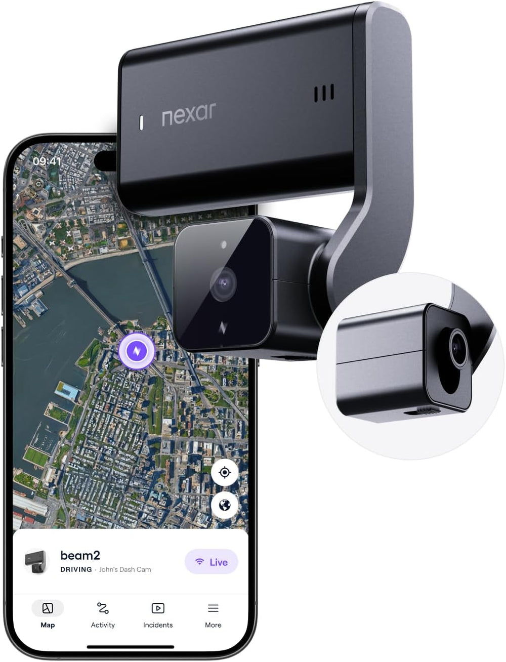 beam2 Dash Cam - 2K QHD LTE Connected Unlimited Cloud Storage Live Streaming ...
