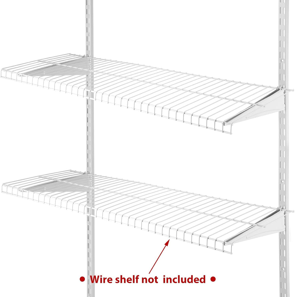 CroBlissful 47.5 Inch Twin Rail Upright Wall Shelving System with 12 Inch Loc...