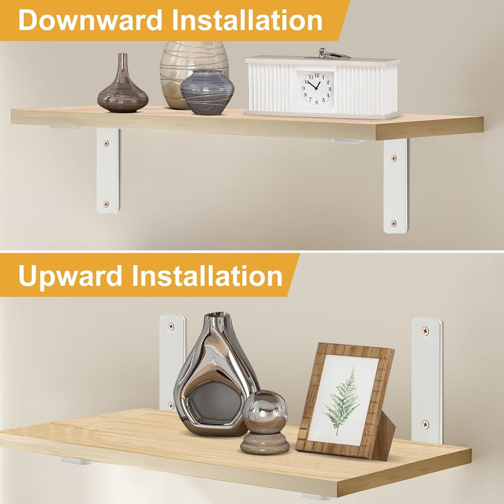 12 Pack - L 10" x H 6" x W1.5, 5mm Thick White L Shelf Bracket, Iro...