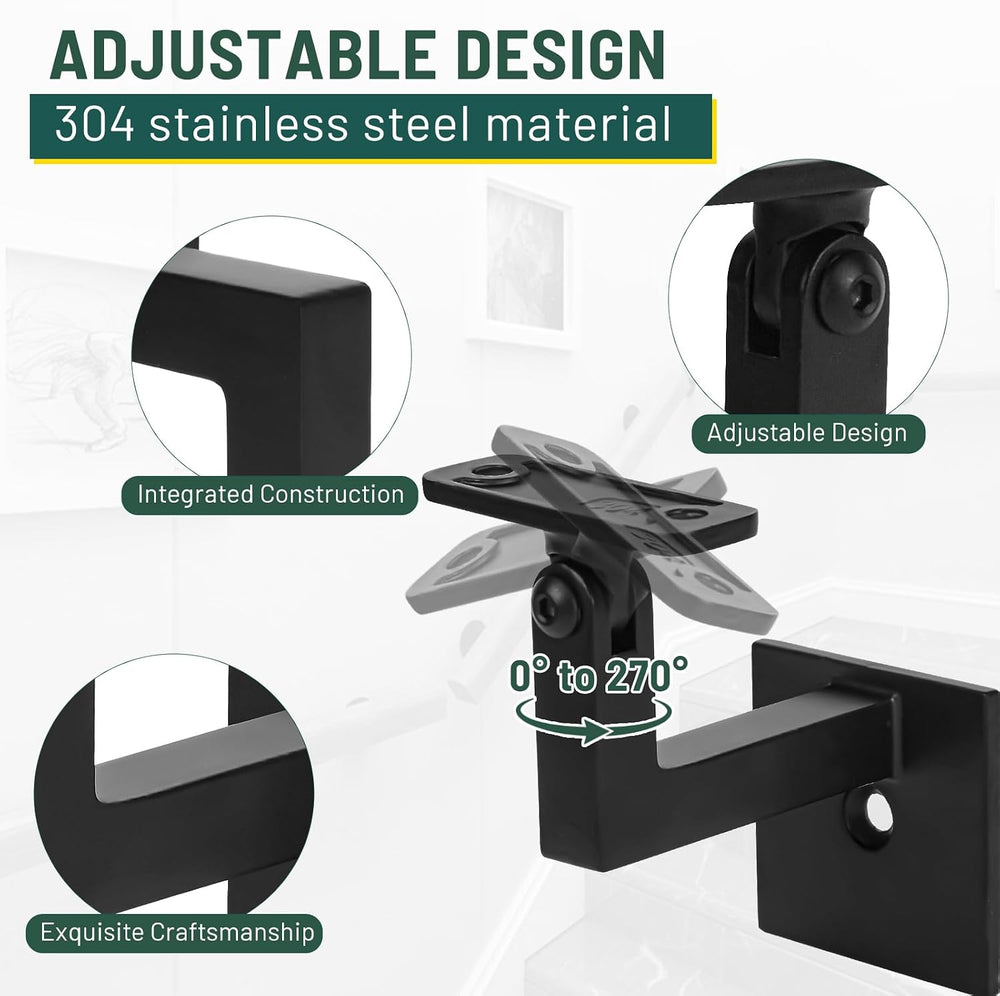 3TO Handrail Bracket- 5 Pack SS304 Adjustable Handrail Brackets L-Shape Heavy...