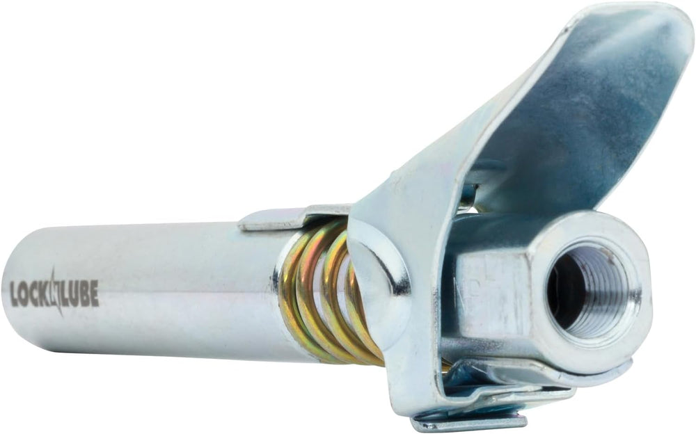 LockNLube Grease Gun Coupler XL - Universal Fit - Extra Reach for Recessed Gr...