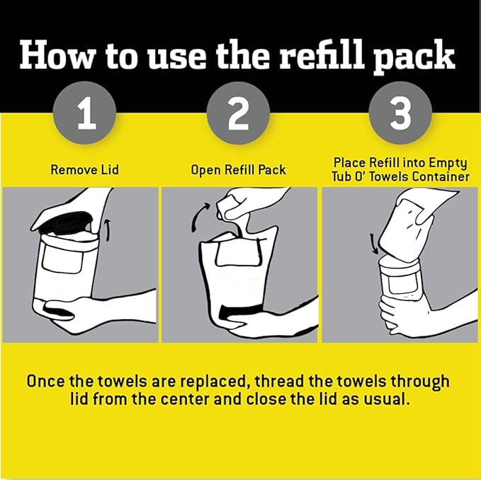 Tub O' Towels Heavy Duty, 90-Count Canister & Refill Pack