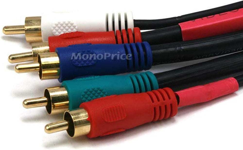 Monoprice 25ft 22AWG 5-RCA Component Video/Audio Coaxial Cable (RG-59/U) - Black