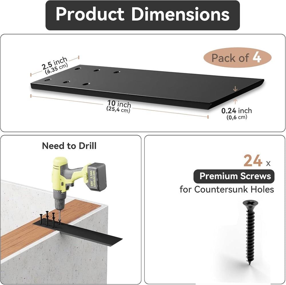 10" Countertop Support Brackets (4 pcs) for Granite, Heavy Duty 10"...