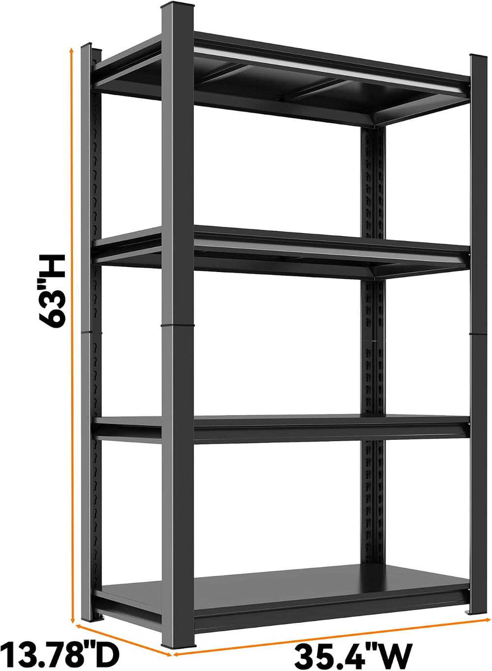 63"H Garage Shelving Heavy Duty Rack, 2400LBS Extra Large Capacity 4 Tie...