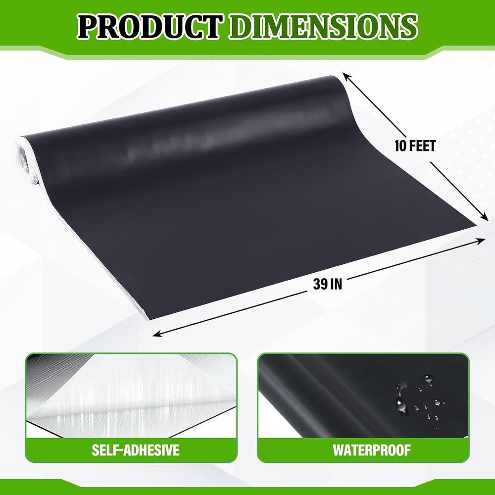 Pushglossy 1 Roll EPDM Rubber Roofing Membrane 50 Mil, 39" x 10 Ft, Black