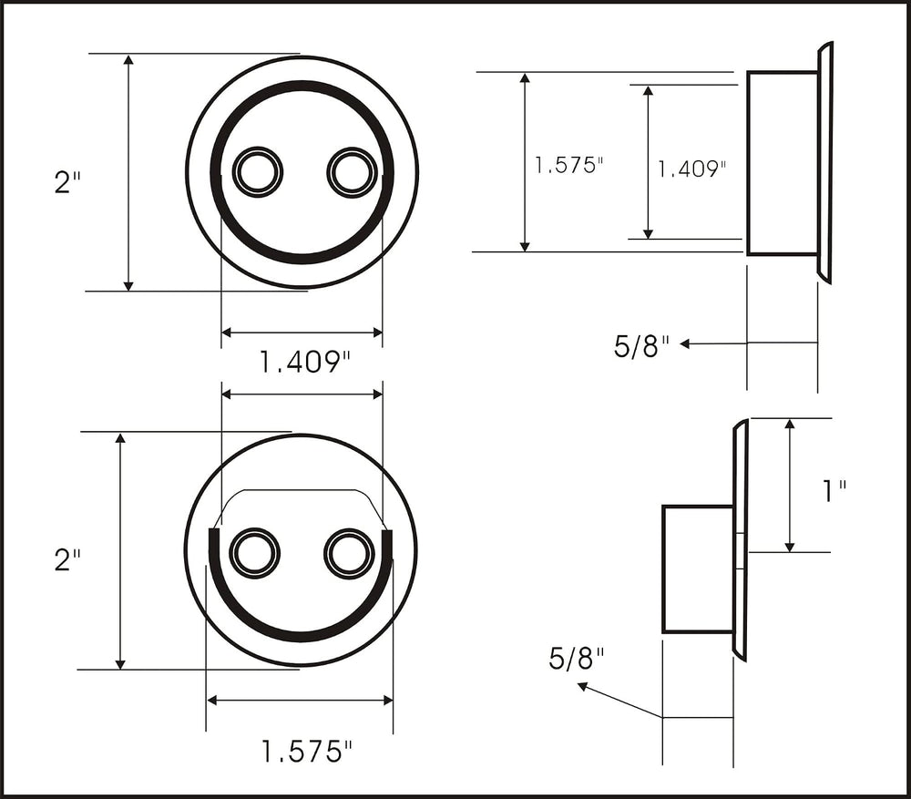QCAA Heavy Duty Solid Metal Closet Rod Socket Set, 1-3/8'', Oil-Rubbe...