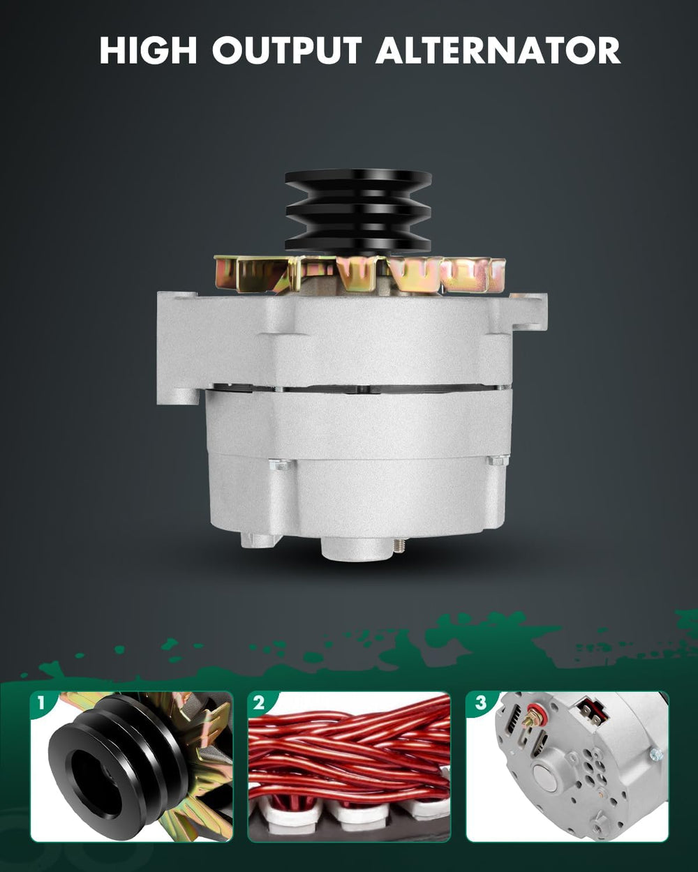 12V 63Amp Alternator for Tractor & for Chevy for Chevrolet 10SI 1-Wire