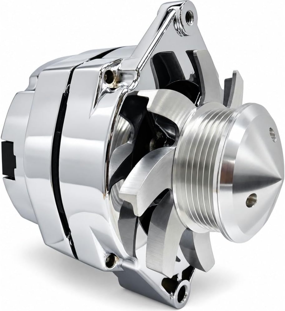 RAREELECTRICAL 150A Chrome Billet Alternator Fits 6 Groove Belt 17295